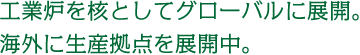 工業炉を核としてグローバルに展開。海外に生産拠点を展開中。